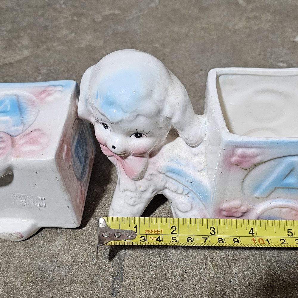 Vintage Ceramic Lamb Planter with Pastel Accents